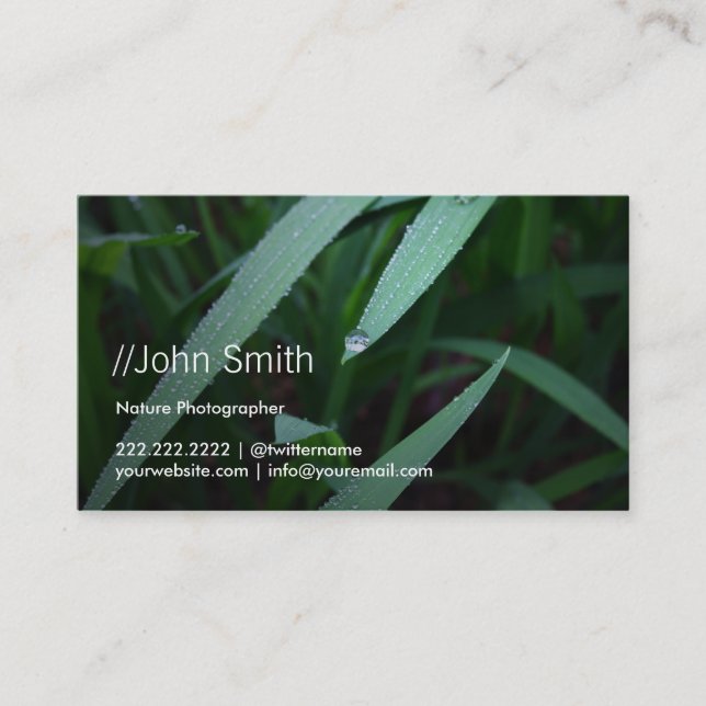 Fresh Green Leaves Photographer Business Card (Front)