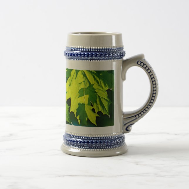 Fresh green maple leaves beer stein (Right)