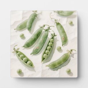 Fresh Green Peas Watercolor Plaque