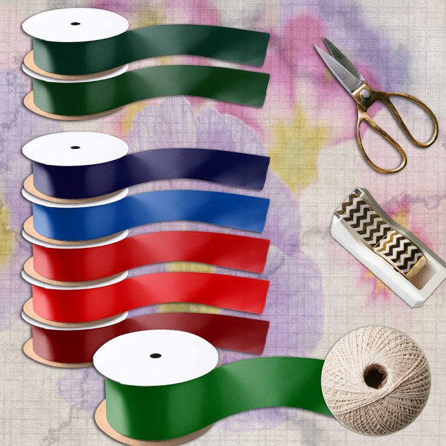 Fresh Green Pine tree solid minimalist Satin Ribbon (Creator Uploaded)