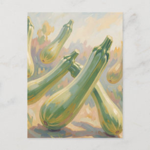 Fresh Green Zucchini Impressionist Painting Postcard