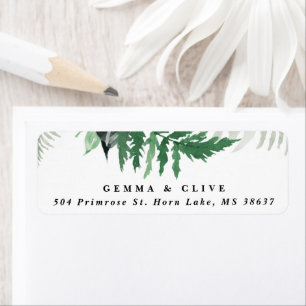 Fresh Greenery Modern Watercolor Return Address