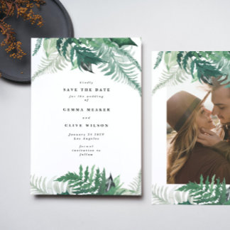 Fresh Greenery Modern Watercolor Save the Date