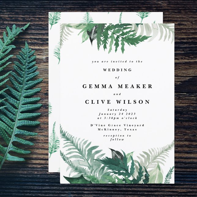 Fresh Greenery Modern Watercolor Wedding Invitation (Creator Uploaded)