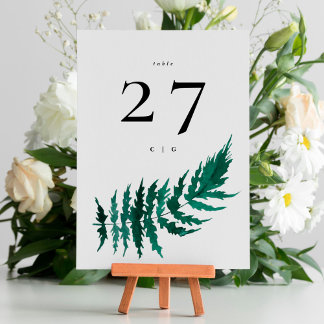 Fresh Greenery Modern Watercolor Wedding Table Number