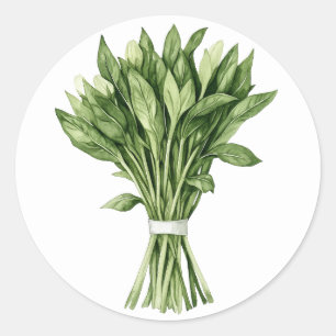 Fresh Greenery Watercolor Wedding Bouquet Classic Round Sticker