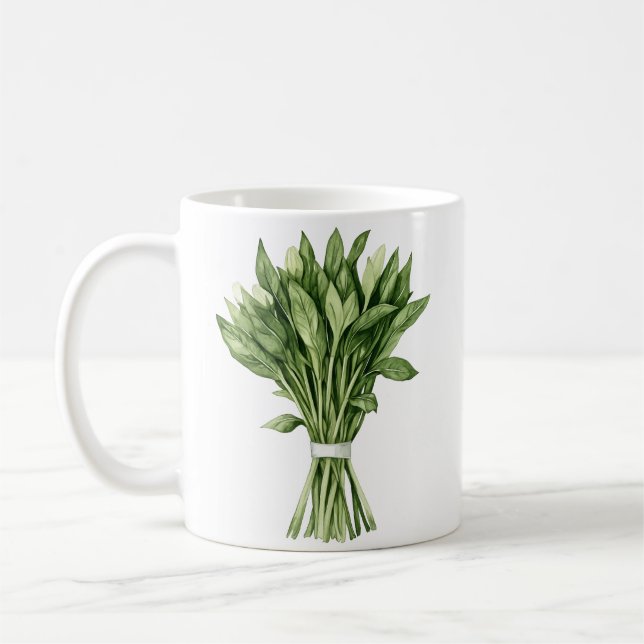 Fresh Greenery Watercolor Wedding Bouquet Coffee Mug (Left)