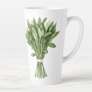 Fresh Greenery Watercolor Wedding Bouquet Latte Mug