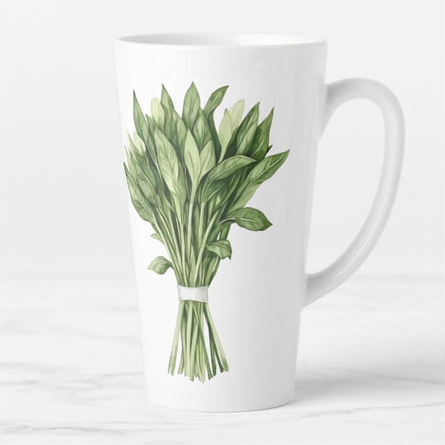 Fresh Greenery Watercolor Wedding Bouquet Latte Mug (Right)