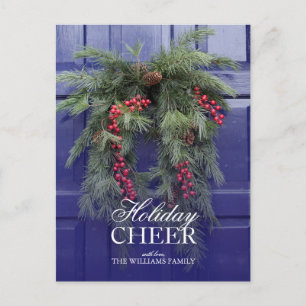 Fresh Holiday Wreath on Door Postcard