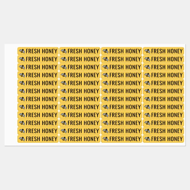 FRESH HONEY JAR Security Label with Cute Bee (Sheet)