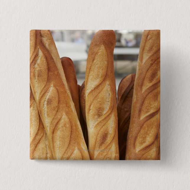 Fresh, hot baguettes 2 inch square button (Front)