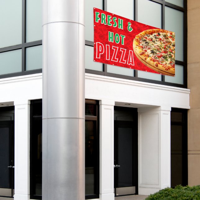 Fresh & Hot Pizza Cheesy Pepperoni Advert  Banner (Outside Building)