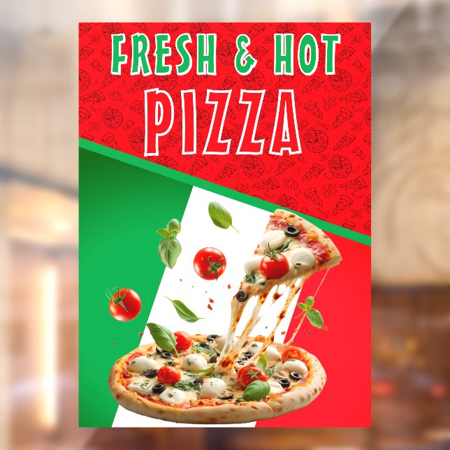 Fresh & Hot Pizza With Pizza Explosion Large Window Cling (Sheet 2)