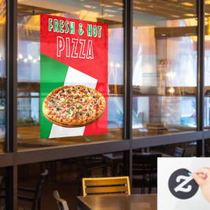 Fresh & Hot Pizza With Pizza Explosion  Window Cling