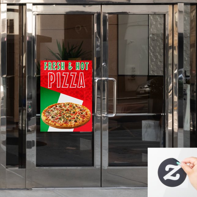 Fresh & Hot Pizza With Pizza Explosion  Window Cling (Office Door)