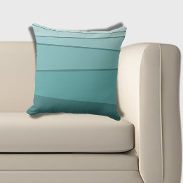 Fresh Irregular Striped Shades Shades of Turquoise Throw Pillow