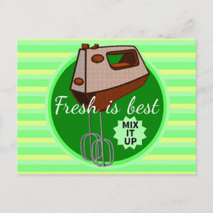 Fresh is best retro mixer design postcard