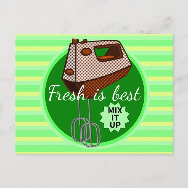 Fresh is best retro mixer design postcard (Front)