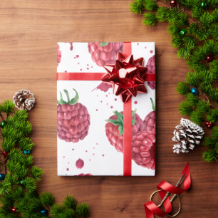 fresh juicy raspberries wrapping paper