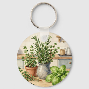 Fresh Kitchen Herbs Watercolor Keychain