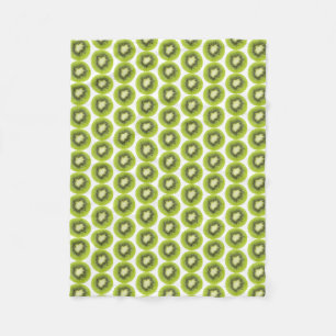 Fresh kiwi fruit background. Round slices pattern Fleece Blanket