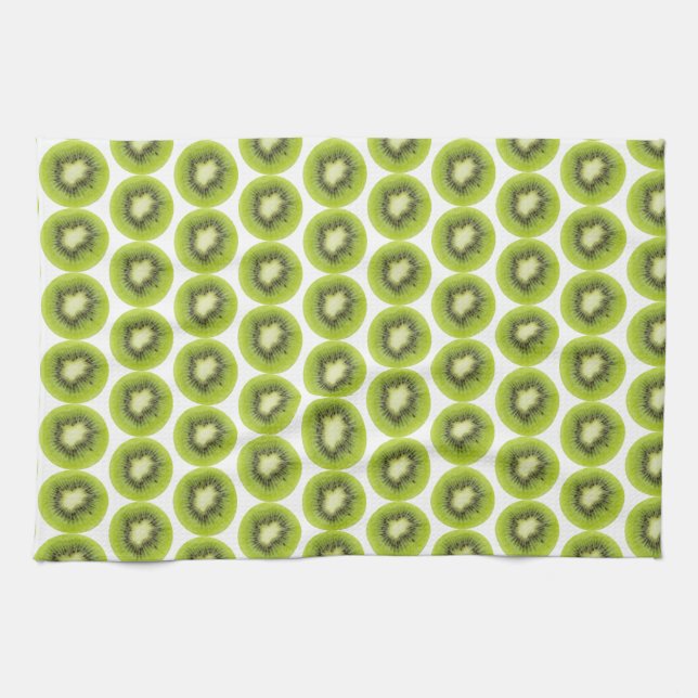 Fresh kiwi fruit background. Round slices pattern Kitchen Towel (Horizontal)
