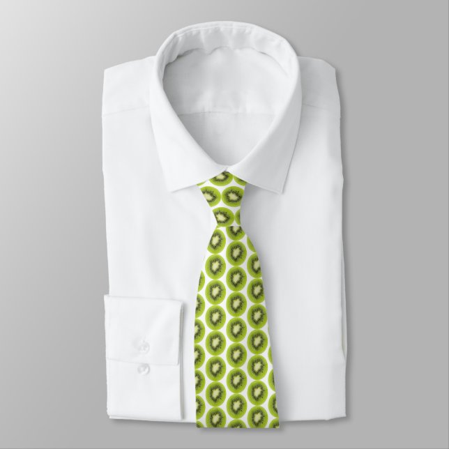 Fresh kiwi fruit background. Round slices pattern Tie (Tied)