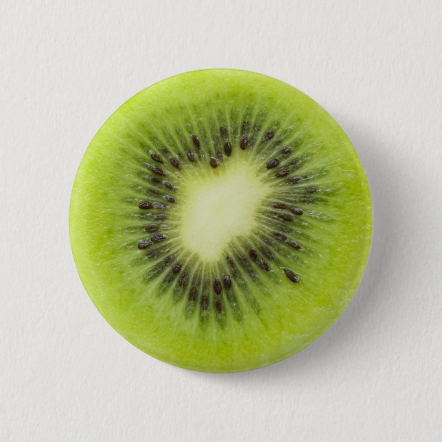 Fresh kiwi fruit. Round slice closeup isolated 2 Inch Round Button (Front)