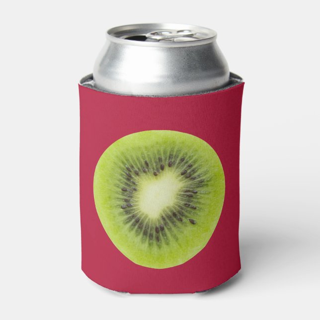 Fresh kiwi fruit. Round slice closeup isolated Can Cooler (Can Front)