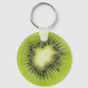 Fresh kiwi fruit. Round slice closeup isolated Keychain