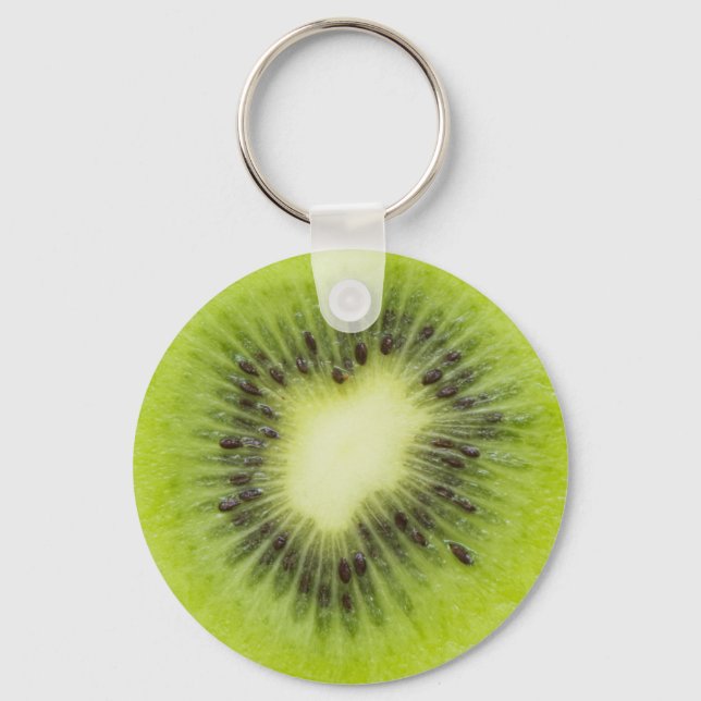 Fresh kiwi fruit. Round slice closeup isolated Keychain (Front)