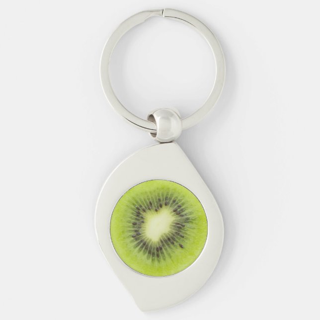 Fresh kiwi fruit. Round slice closeup isolated Keychain (Front)