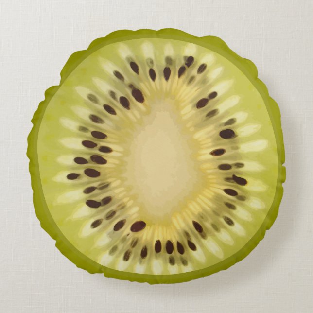 Fresh Kiwi Slice Round Pillow (Front)
