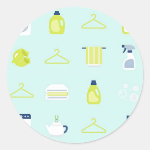 Fresh Laundry Day Pattern Classic Round Sticker
