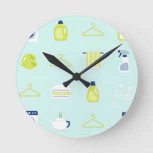 Fresh Laundry Day Pattern Round Clock