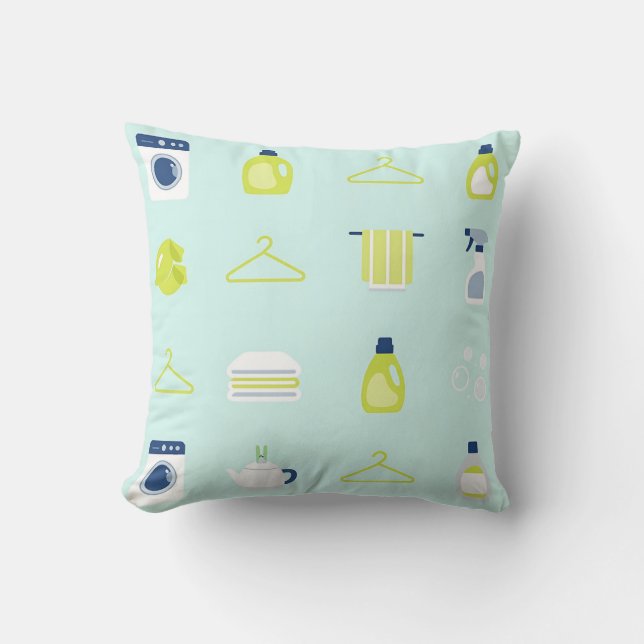 Fresh Laundry Day Pattern Throw Pillow (Front)
