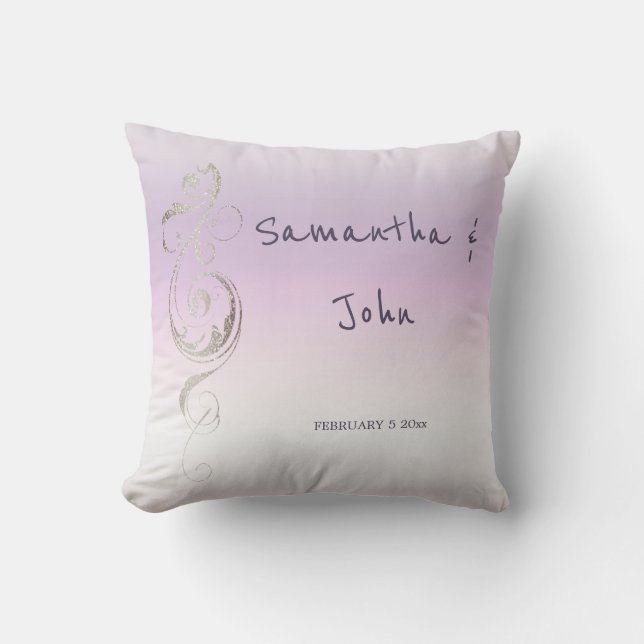 Fresh Lavender Wedding Throw Pillow (Front)