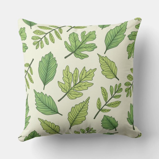 fresh leaves throw pillow (Back)