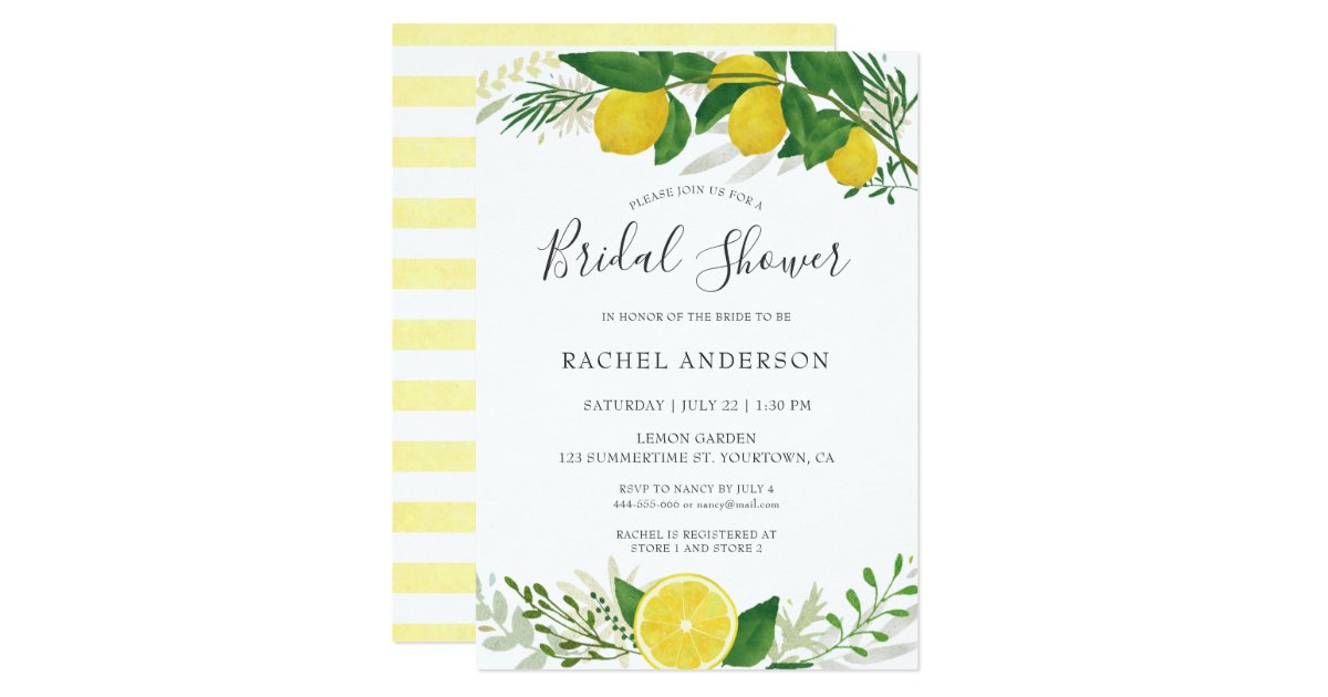Fresh Lemon Bridal Shower Invitation Card 02 | Zazzle.ca