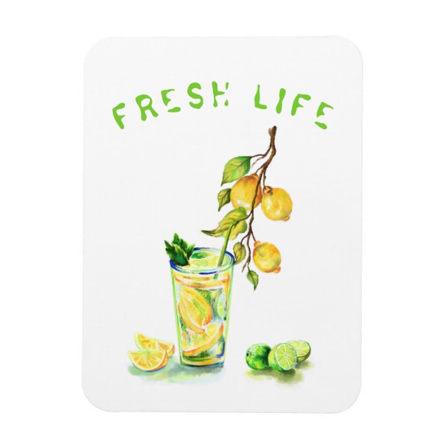 Fresh Lemon Cool Drink Magnet - Custom Text (Vertical)