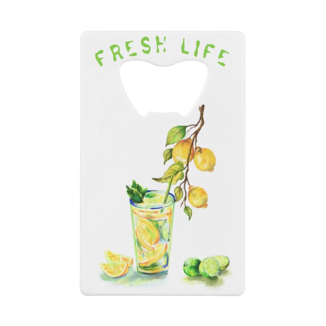 Fresh Lemon Drink Bottle Opener - Custom Text Credit Card Bottle Opener (Front)