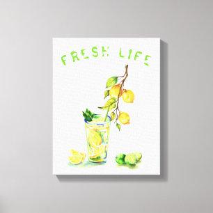 Fresh Lemon Drink Canvas Print - Custom Text
