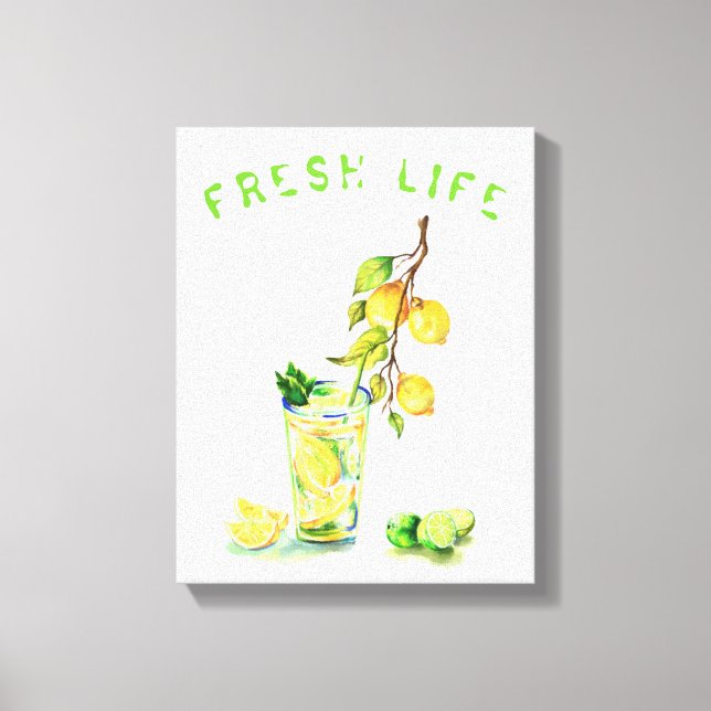 Fresh Lemon Drink Canvas Print - Custom Text (Front)