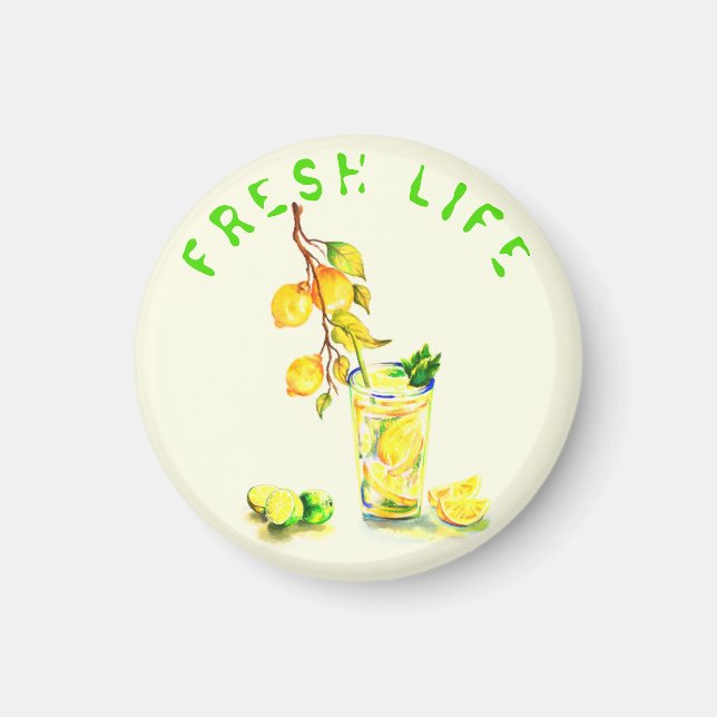 Fresh Lemon Drink Magnet - Custom Text (Front)