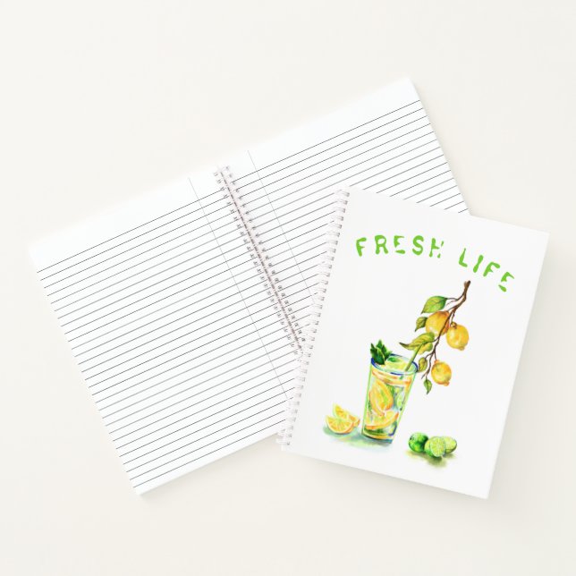 Fresh Lemon Drink Notebook - Custom Text (Inside)