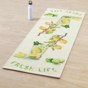 Fresh Lemon Drink Yoga Mat - Custom Text