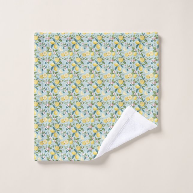 Fresh Lemon Floral Botanical Pattern  Wash Cloth (Wash Cloth)