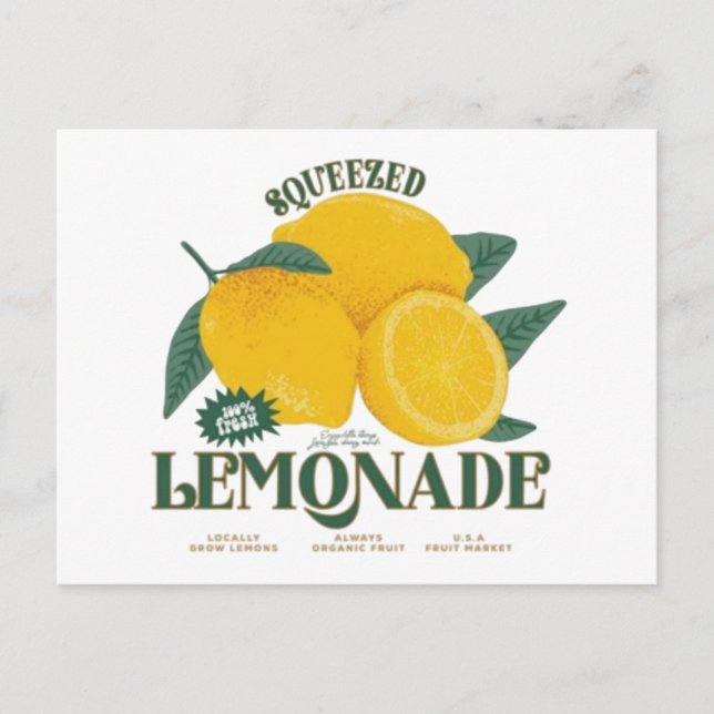 Fresh Lemon Fruit Artwork – Bright Citrus Summer D Postcard (Front)