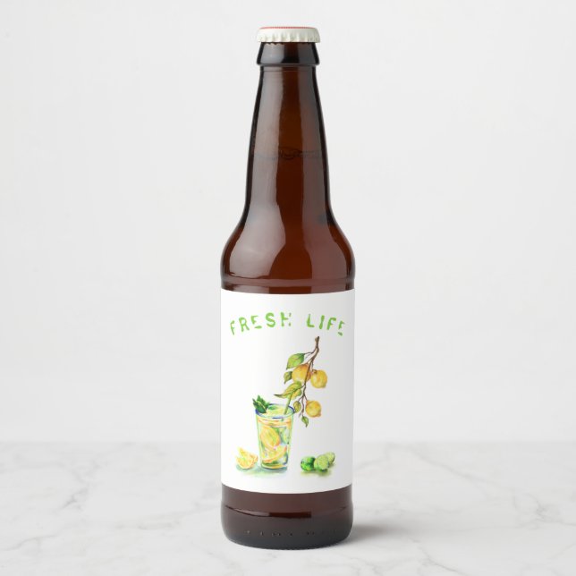 Fresh Lemon Juice Cool Drink Lemonade Summer Party Beer Bottle Label (Front)